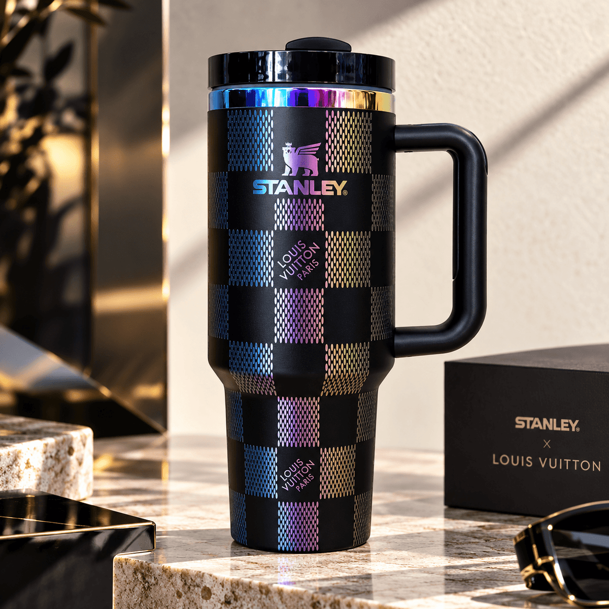 Midnight Gold Checkered 40oz Tumbler