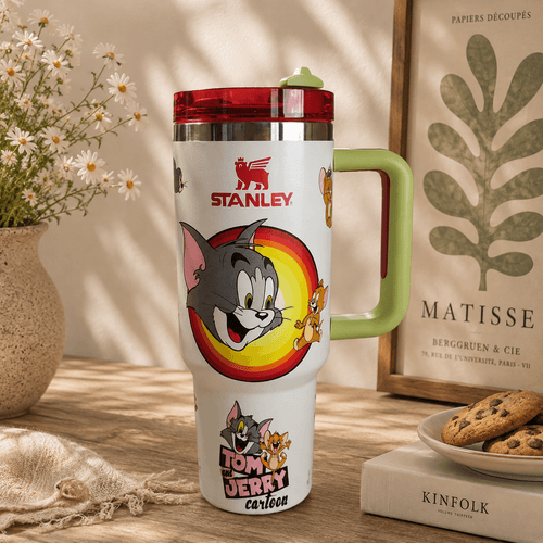 Retro Cat & Mouse Rainbow Tumbler