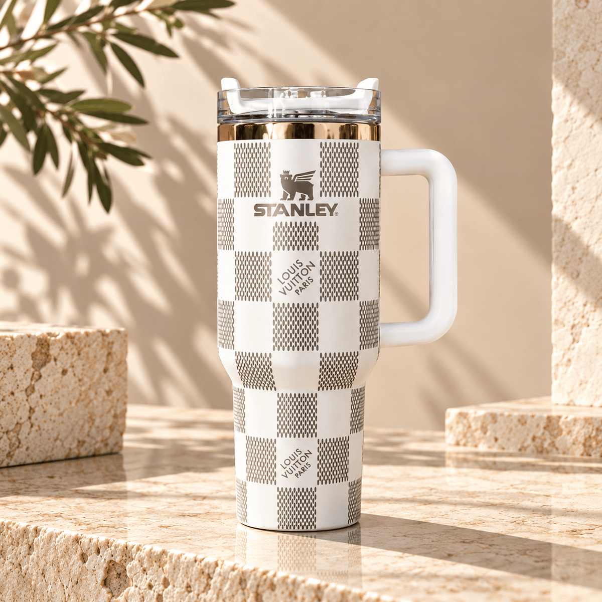 Midnight Gold Checkered 40oz Tumbler
