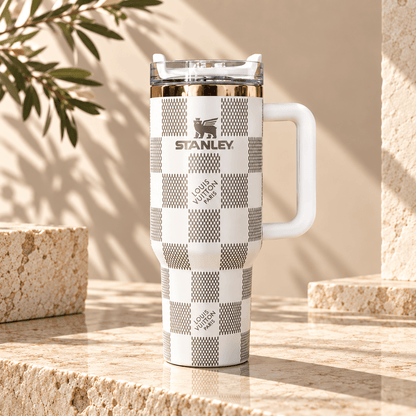 Midnight Gold Checkered 40oz Tumbler