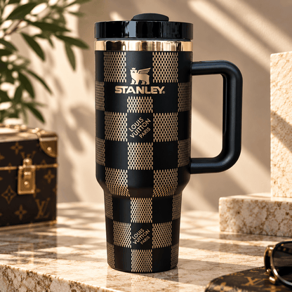 Midnight Gold Checkered 40oz Tumbler