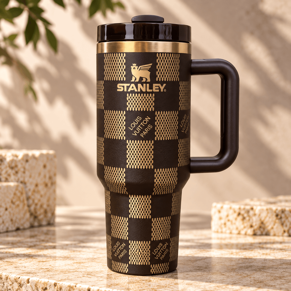 Midnight Gold Checkered 40oz Tumbler
