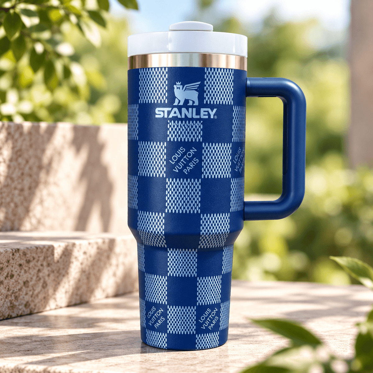 Midnight Gold Checkered 40oz Tumbler