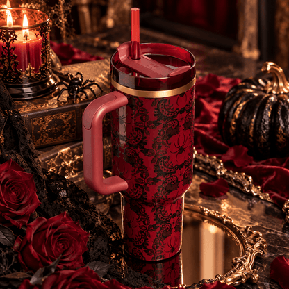 Crimson Lace Spider Tumbler
