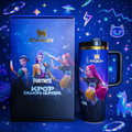 Stanley mug and box featuring Fortnite KPop Demon Hunters design on a colorful background